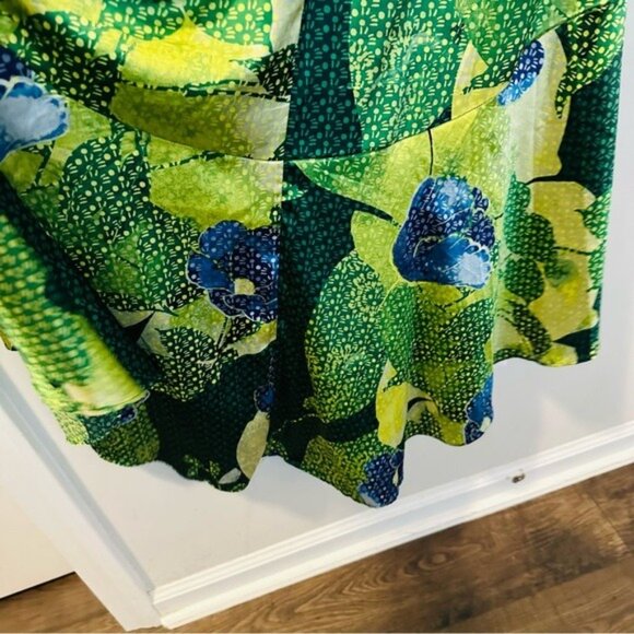 WHBM Green Floral Satin Hi Lo Maxi Dress 8 Mermaidcore Tropical Coquette Resero - Picture 9 of 15